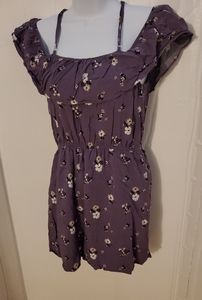 Lavender floral ruffle off shoulder dress